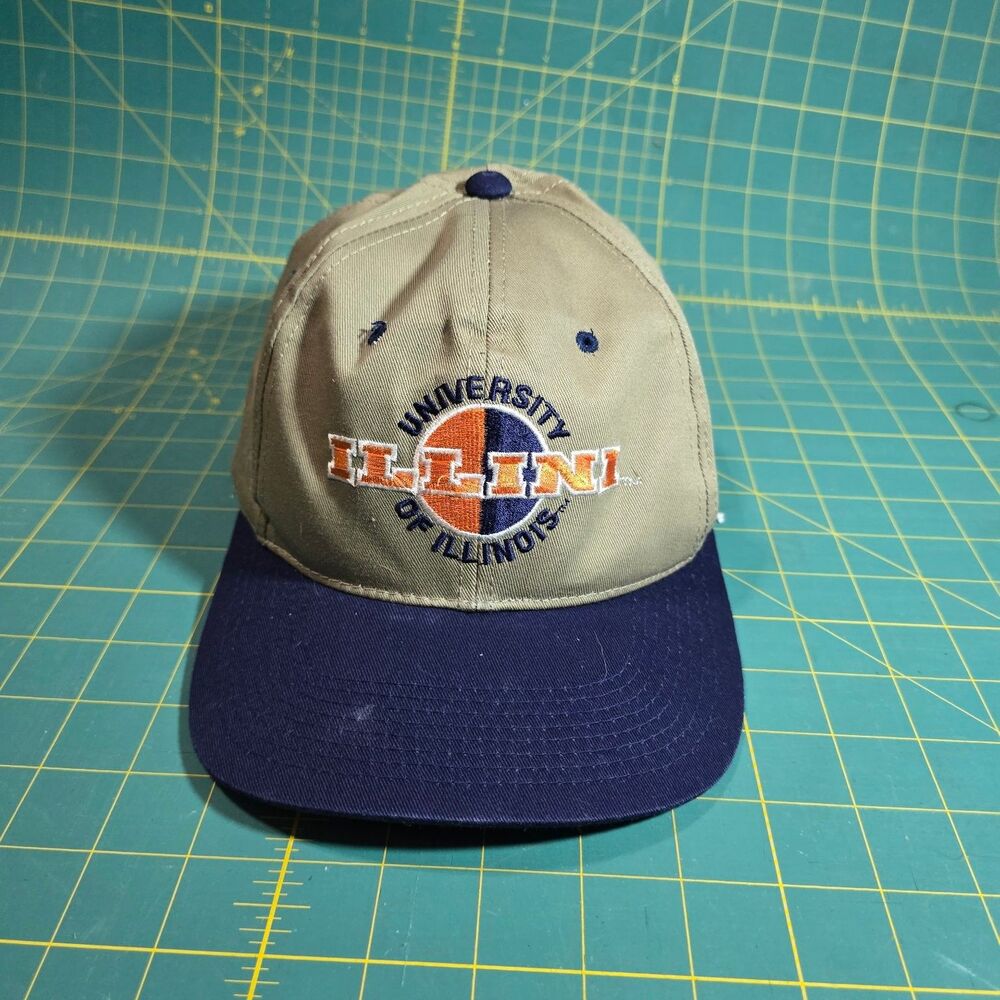 University of Illinois Fighting Illini Hat Cap Khaki Navy Blue Snapback NCAA